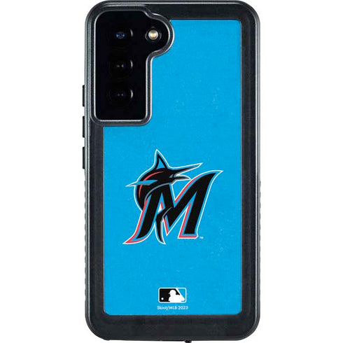 MLB Miami Marlins Solid Distressed Galaxy S24 Plus Waterproof Case
