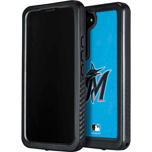 MLB Miami Marlins Solid Distressed Galaxy S24 Plus Waterproof Case