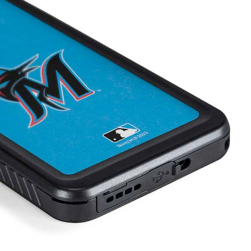 MLB Miami Marlins Solid Distressed Galaxy S24 Plus Waterproof Case