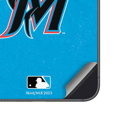 MLB Miami Marlins Solid Distressed Galaxy S25 Skin