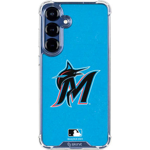 MLB Miami Marlins Solid Distressed Galaxy S25 Clear Case