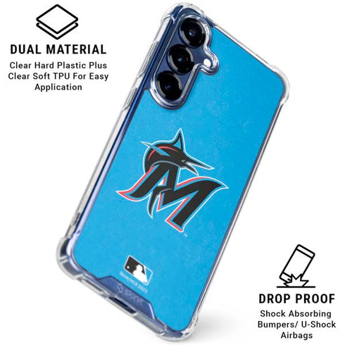 MLB Miami Marlins Solid Distressed Galaxy S25 Clear Case