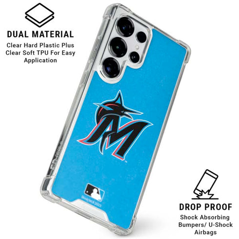MLB Miami Marlins Solid Distressed Galaxy S26 Ultra Clear Case