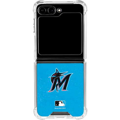 MLB Miami Marlins Solid Distressed Galaxy Z Flip6 Clear Case