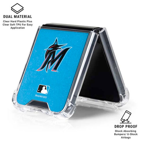 MLB Miami Marlins Solid Distressed Galaxy Z Flip6 Clear Case