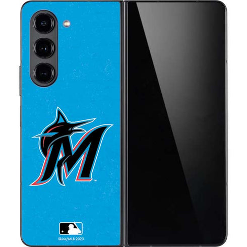 MLB Miami Marlins Solid Distressed Galaxy Z Fold5 5G Skin
