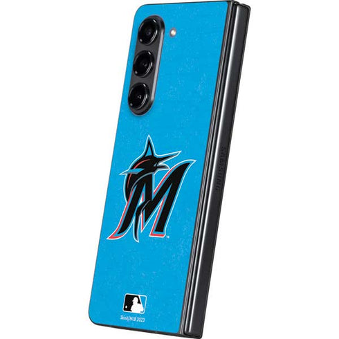 MLB Miami Marlins Solid Distressed Galaxy Z Fold5 5G Skin