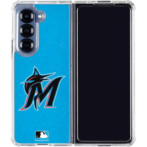 MLB Miami Marlins Solid Distressed Galaxy Z Fold6 Clear Case