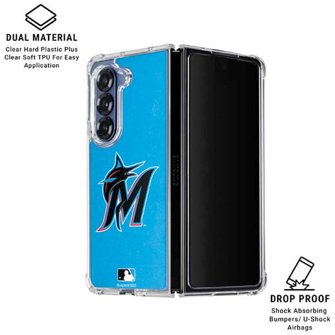 MLB Miami Marlins Solid Distressed Galaxy Z Fold6 Clear Case