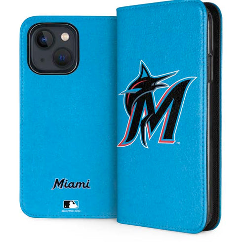 MLB Miami Marlins Solid Distressed iPhone 14 Folio Case
