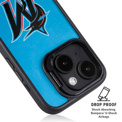 MLB Miami Marlins Solid Distressed iPhone 15 Kickstand Case