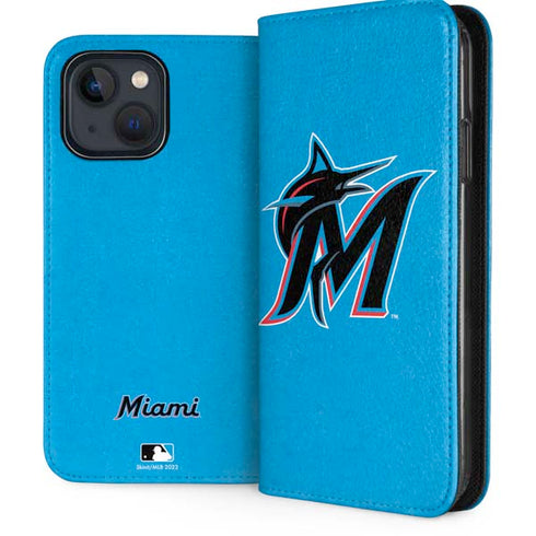 MLB Miami Marlins Solid Distressed iPhone 15 Plus Folio Case