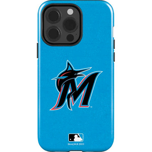 MLB Miami Marlins Solid Distressed iPhone 15 Pro Impact Case
