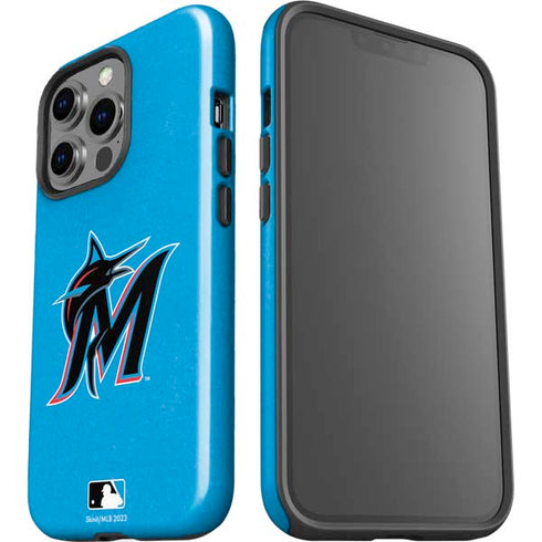MLB Miami Marlins Solid Distressed iPhone 15 Pro Impact Case