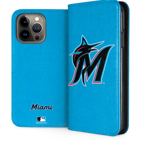 MLB Miami Marlins Solid Distressed iPhone 15 Pro Max Folio Case