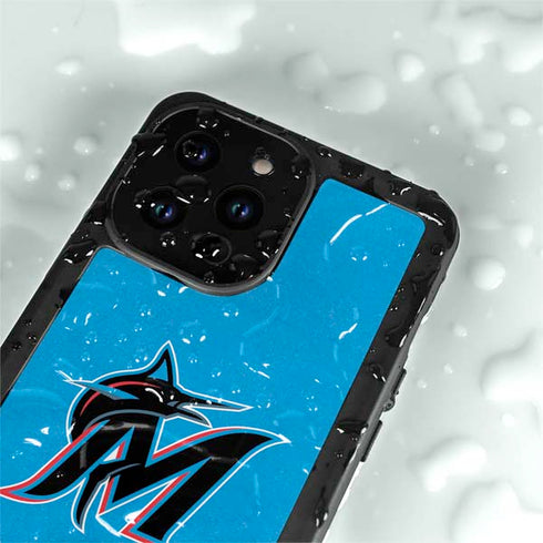 MLB Miami Marlins Solid Distressed iPhone 15 Pro Waterproof Case