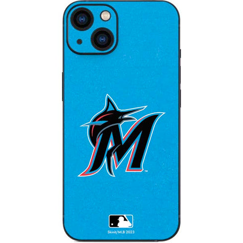 MLB Miami Marlins Solid Distressed iPhone 15 Skin
