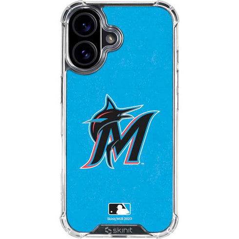 MLB Miami Marlins Solid Distressed iPhone 16 Clear Case