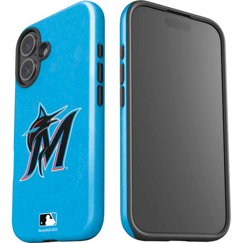 MLB Miami Marlins Solid Distressed iPhone 16 Impact Case