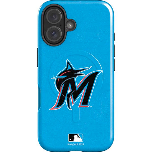 MLB Miami Marlins Solid Distressed iPhone 16 Magsafe Impact Case