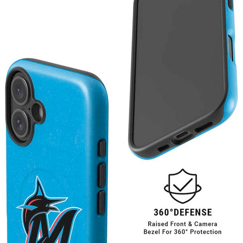 MLB Miami Marlins Solid Distressed iPhone 16 Magsafe Impact Case