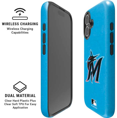 MLB Miami Marlins Solid Distressed iPhone 16 Magsafe Impact Case