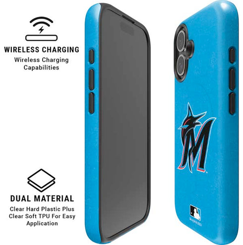 MLB Miami Marlins Solid Distressed iPhone 16 Plus Magsafe Impact Case