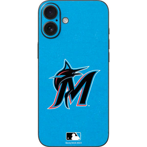 MLB Miami Marlins Solid Distressed iPhone 16 Plus Skin