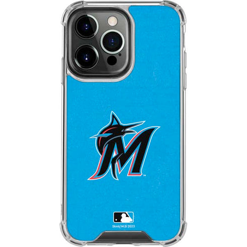 MLB Miami Marlins Solid Distressed iPhone 16 Pro Clear Case