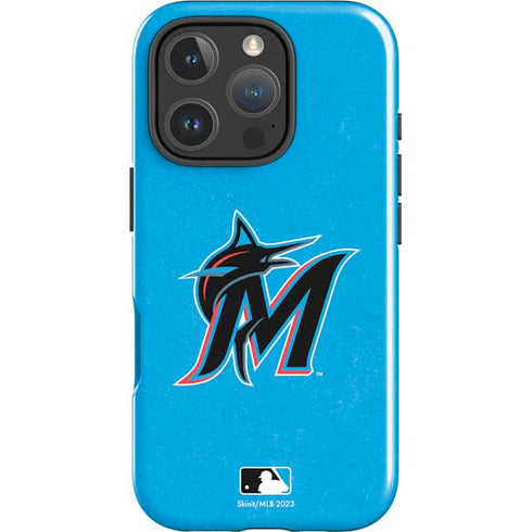 MLB Miami Marlins Solid Distressed iPhone 16 Pro Impact Case