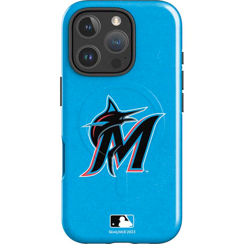 MLB Miami Marlins Solid Distressed iPhone 16 Pro Magsafe Impact Case