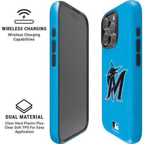MLB Miami Marlins Solid Distressed iPhone 16 Pro Magsafe Impact Case