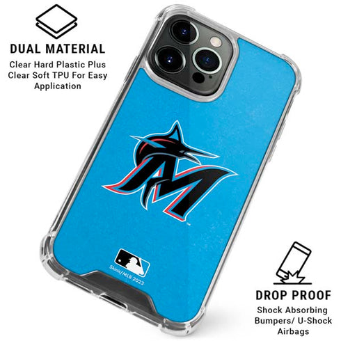 MLB Miami Marlins Solid Distressed iPhone 16 Pro Max Clear Case