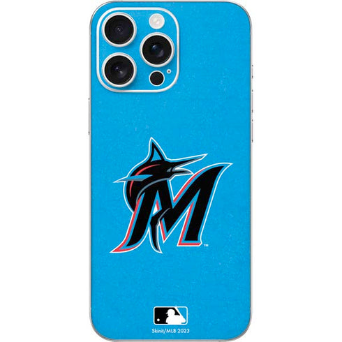 MLB Miami Marlins Solid Distressed iPhone 16 Pro Max Skin