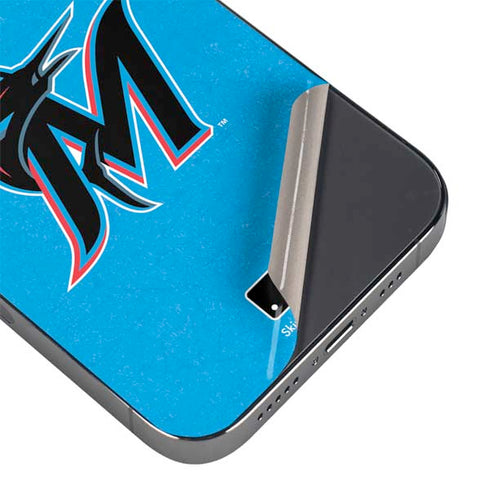 MLB Miami Marlins Solid Distressed iPhone 16 Pro Max Skin