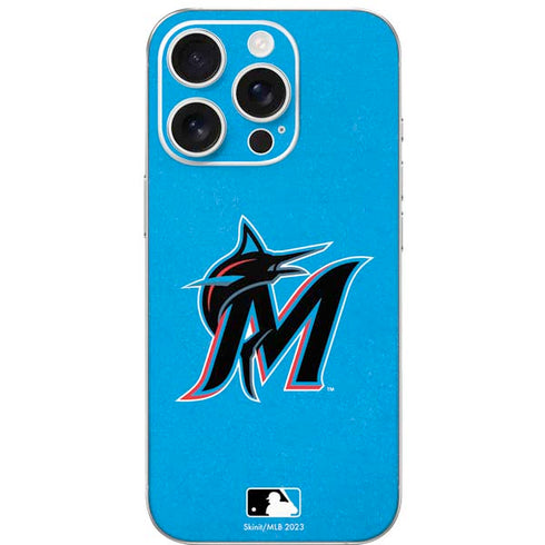 MLB Miami Marlins Solid Distressed iPhone 16 Pro Skin