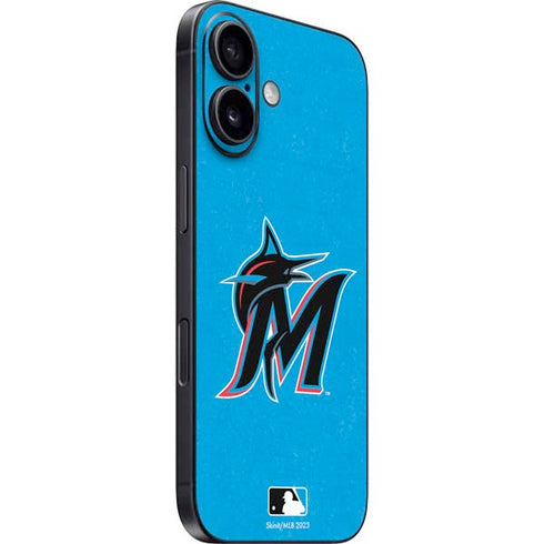 MLB Miami Marlins Solid Distressed iPhone 16 Skin