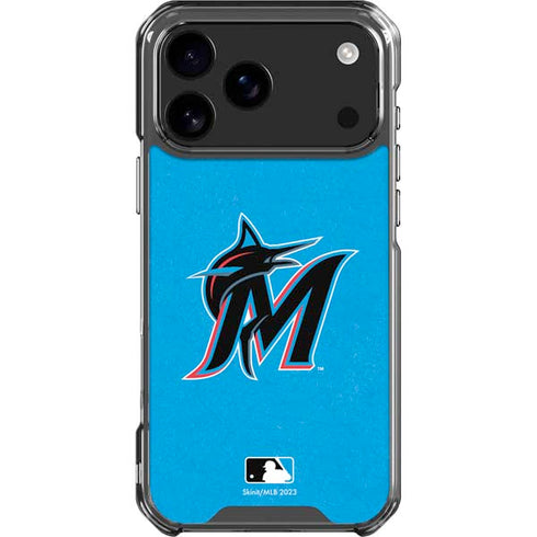 MLB Miami Marlins Solid Distressed iPhone 18 Pro Max Clear Case