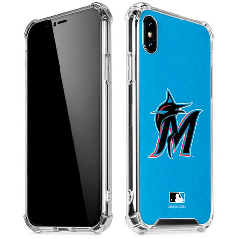 MLB Miami Marlins Solid Distressed iPhone X/XS Clear Case