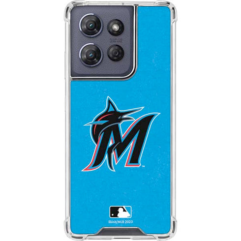 MLB Miami Marlins Solid Distressed Moto G 5G (2025) Clear Case