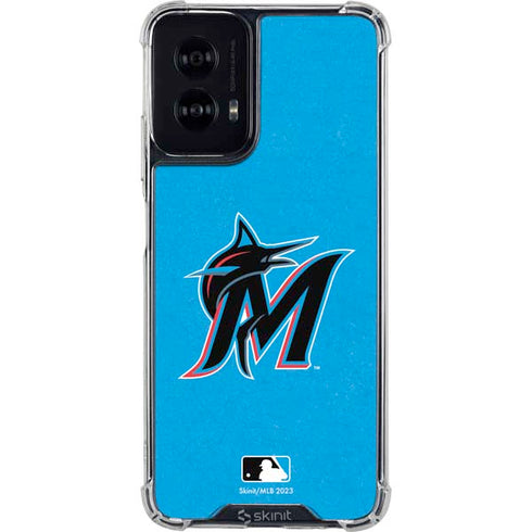 MLB Miami Marlins Solid Distressed Moto G Power 5G (2024) Clear Case