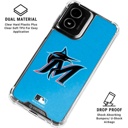 MLB Miami Marlins Solid Distressed Moto G Power 5G (2024) Clear Case