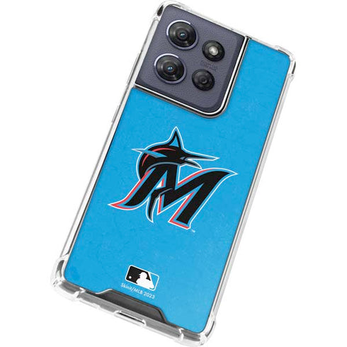 MLB Miami Marlins Solid Distressed Moto G Power 5G (2025) Clear Case