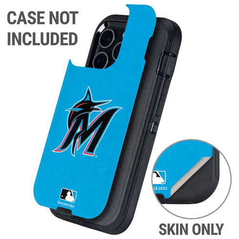 MLB Miami Marlins Solid Distressed Otterbox Defender iPhone Skin