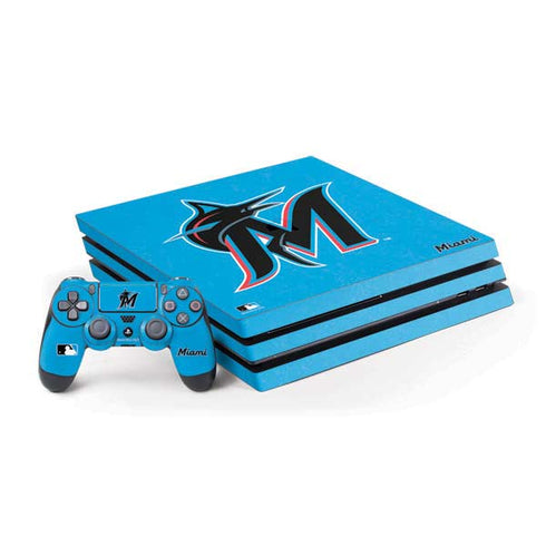 MLB Miami Marlins Solid Distressed PlayStation PS4 Skins