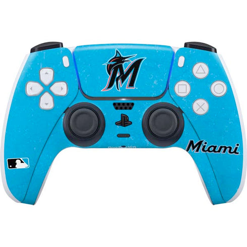 MLB Miami Marlins Solid Distressed PlayStation PS5 Skins