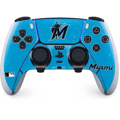 MLB Miami Marlins Solid Distressed PS5 DualSense Edge Pro Controller Skin