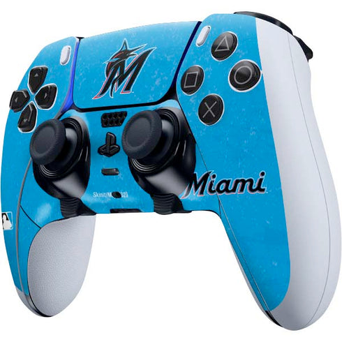 MLB Miami Marlins Solid Distressed PS5 DualSense Edge Pro Controller Skin