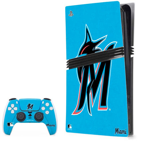 MLB Miami Marlins Solid Distressed PS5 Pro Bundle Skin