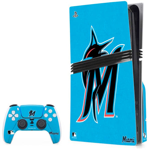 MLB Miami Marlins Solid Distressed PlayStation PS5 Skins